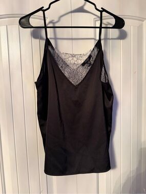 Forever 21 Black Lace-Trim Satin Cami